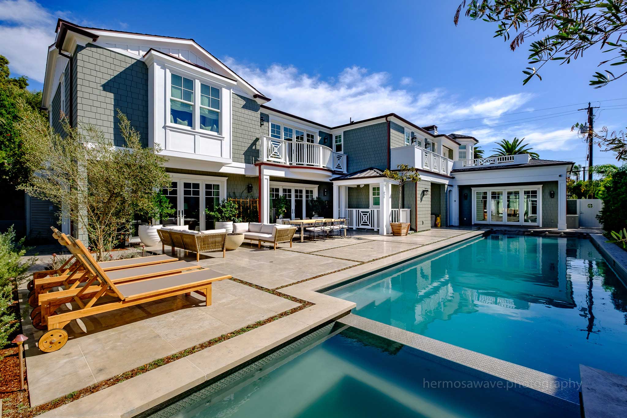 Pool is the central focus of this Manhattan Beach home.