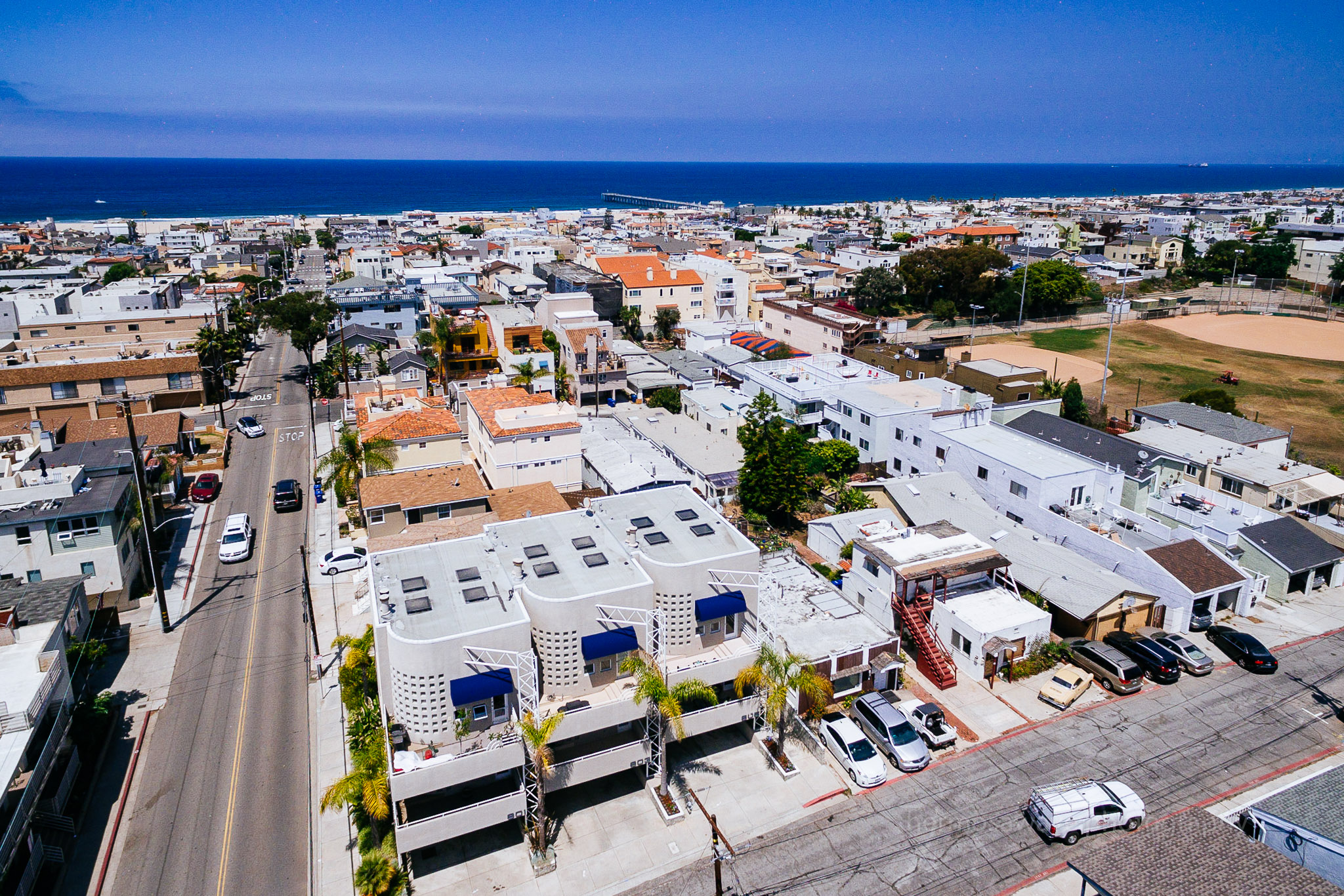 Beach Townhomes, Hermosa Beach, California (Shooting from a drone is a good way to show a property’s relationship to its environment)